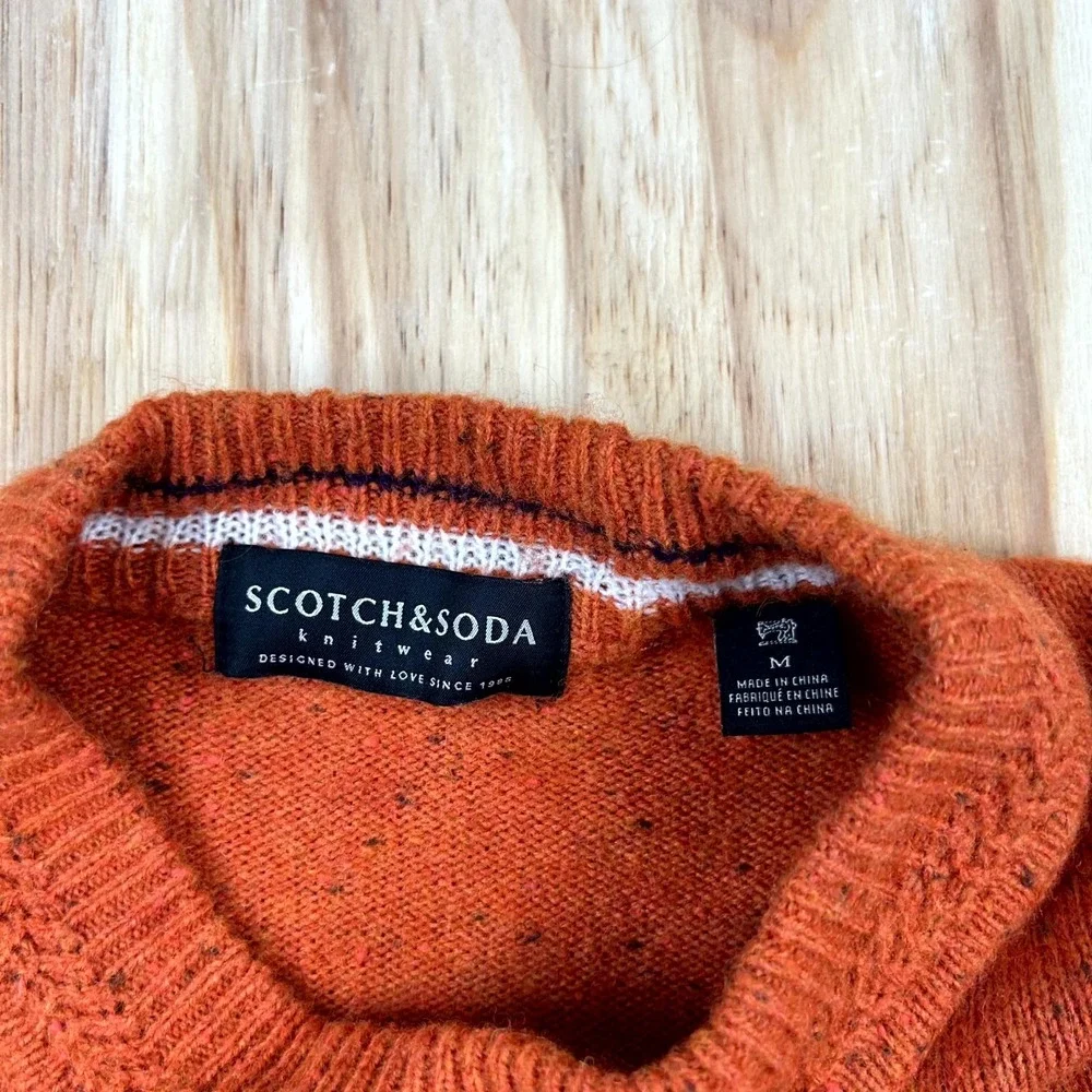 Scotch & Soda Knitwear Sweater Mens Medium Orange Wool Blend Long Sleeve Cozy